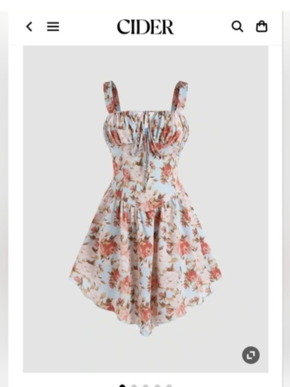Cider Floral Sundress Romper in Light Blue and Pink